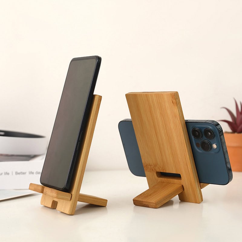 Smartphone wireless charging stands, minimalist bamboo desk accessories for phone organization and charging convenience, compatible with iPhone and Android devices at Monalisa Store.