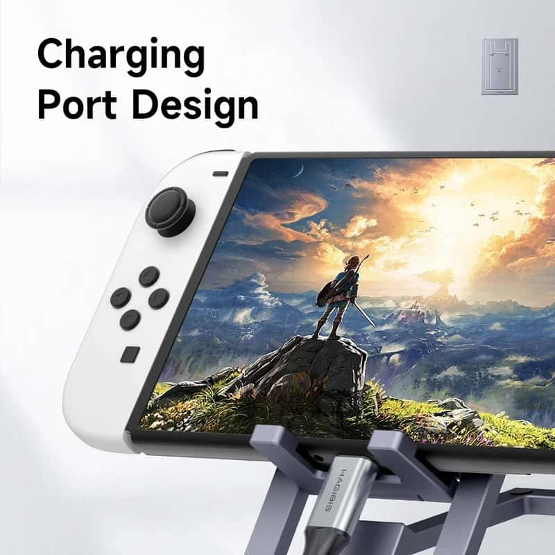 Charging port design for Nintendo Switch in a modern gaming setup.