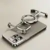 Aluminum phone ring holder with adjustable grip on a modern smartphone, versatile accessory for enhanced phone stability and convenience.