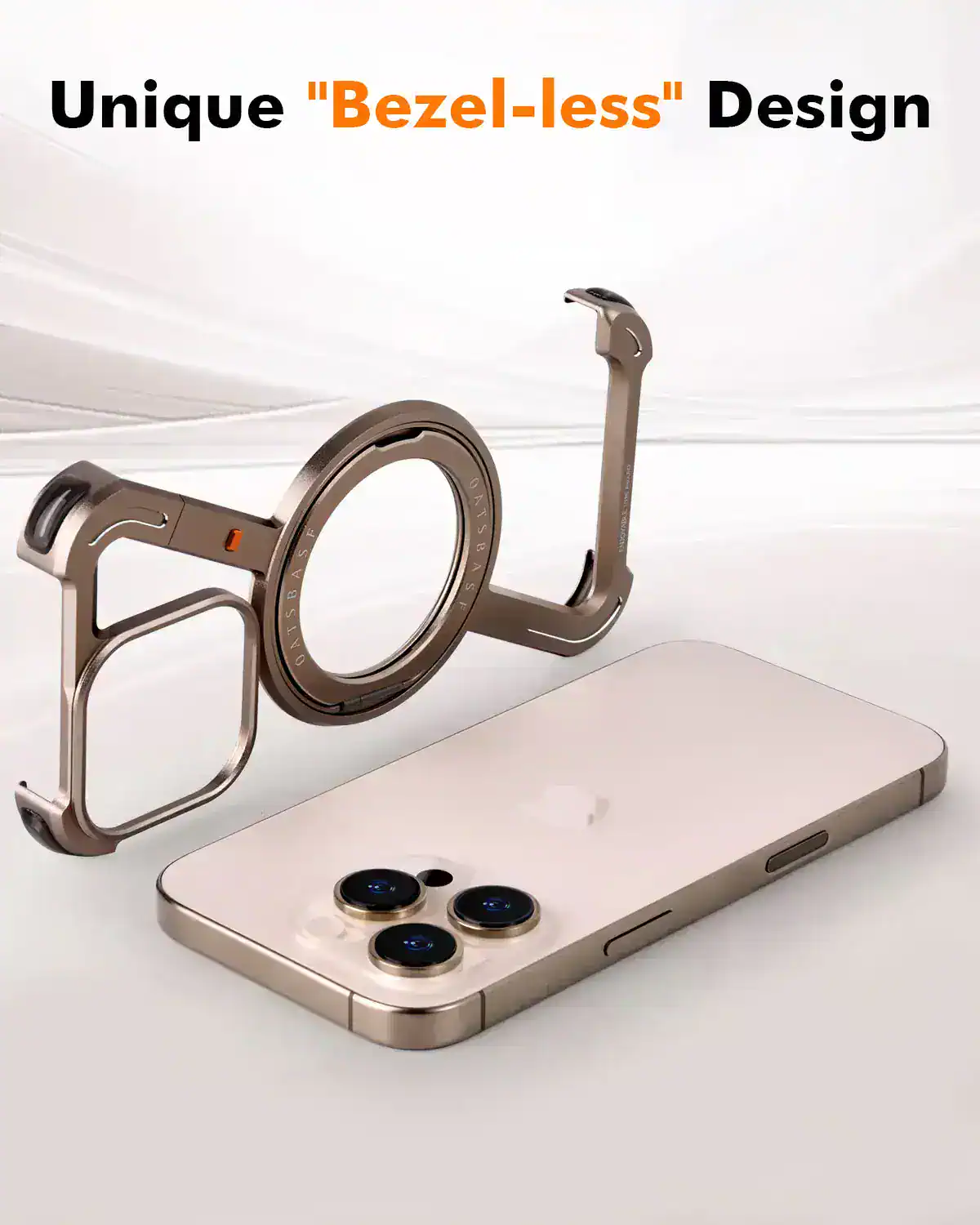 OP2023B1-bezel-less smartphone with detachable ring accessory, showcasing sleek modern design, innovative phone features, and compatible accessories. Perfect for tech enthusiasts and modern mobile users seeking stylish and functional devices.