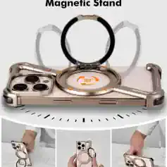 360-degree rotating magnetic phone stand for smartphones and tablets, allows hands-free use, with adjustable vertical and horizontal angles, providing versatile viewing options.
