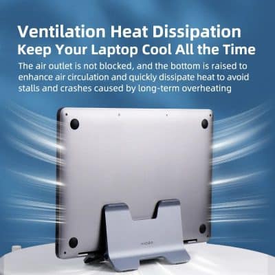 Ergonomic laptop cooling stand with ventilation heat dissipation for optimal airflow and device cooling at Monalisa Medical store.