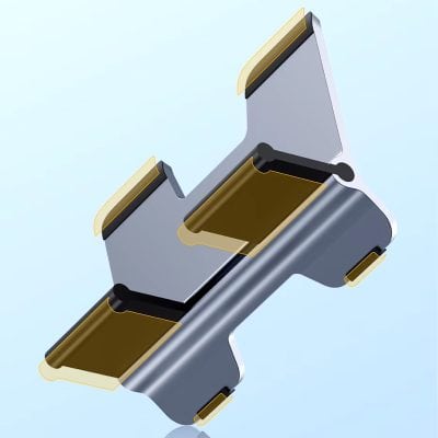 Battery-powered binoculars with gold accents, modern design, luxury optical device, Monalisa Store optometry accessories, high-end optical equipment for vision enhancement.