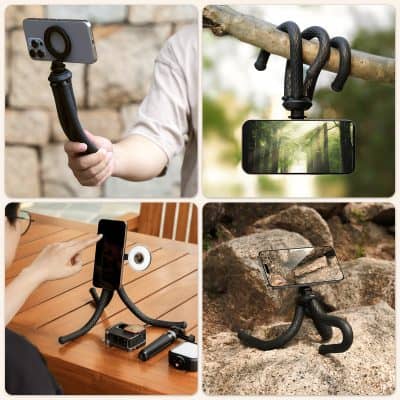 Flexible phone grip holder for selfies and outdoor photography, compatible with smartphones, offering stability and convenience for travel, outdoor shoots, and everyday use.