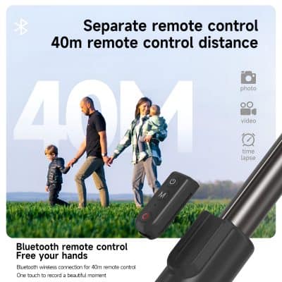 Bluetooth remote control for 40m distance, compatible with Monalisa Medical glasses, allows hands-free operation, easy recording of moments, ideal for outdoor activities and remote management.