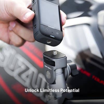 Portable diagnostic device being secured to a bicycle handlebar for outdoor health monitoring, emphasizing portable medical technology and health assessment solutions.