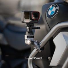 U-bolt mount for action camera on BMW motorcycle handlebar | High-quality, secure U-bolt mount designed for action cameras to capture scenic rides on BMW motorcycles | Durable and versatile U-bolt mount for BMW motorcycle handlebar, ideal for recording adventures with action cameras, ensuring stability and clear footage during rides.