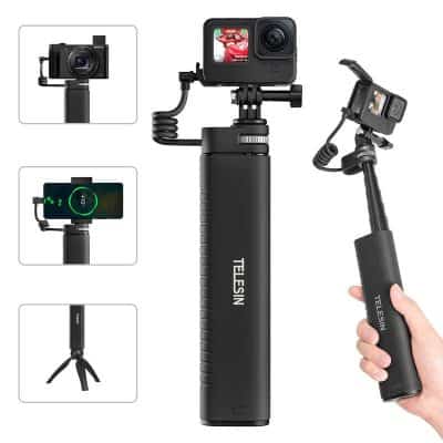 4K handheld gimbal stabilizer for smooth video recording, compatible with GoPro cameras and smartphones, ideal for vlogging, videography, and content creation.