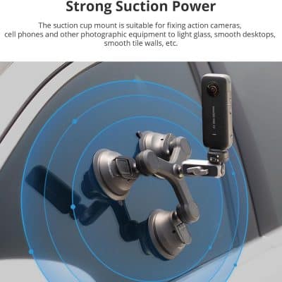 Flexible smartphone and action camera holder with strong suction power for secure attachment on smooth surfaces. Perfect for photography, videography, and tech setups in opt and medical settings.