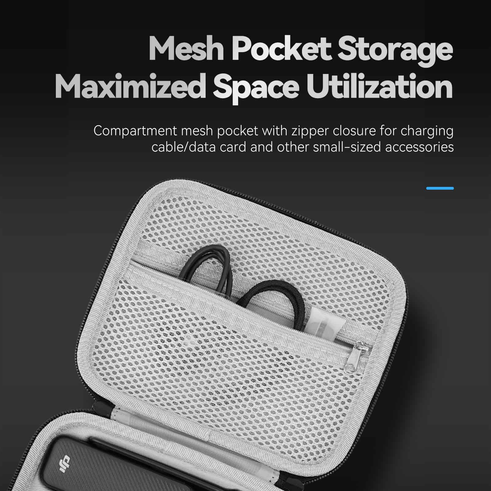 Mesh pocket storage for organized charging cables and accessories at Monalisa Store, ideal for portable tech and medical device needs.