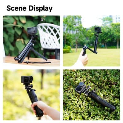 Flexible camera stabilizer for outdoor photography and videography, ideal for capturing smooth shots with action cameras and smartphones in various environments.