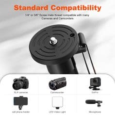 1. Standard camera mount for cameras and camcorders, compatible with 1/4