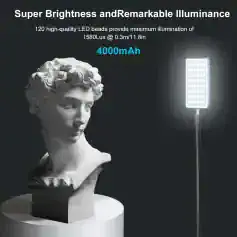 LED lighting technology with high brightness and luminance, ideal for medical and cosmetic purposes, featuring 120 high-quality LED beads and 4000mAh battery capacity.