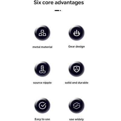 Metal material icons for opt of Monalisa Store products, gear design, source nipple, solid and durable features, easy to use, and widely applicable benefits.