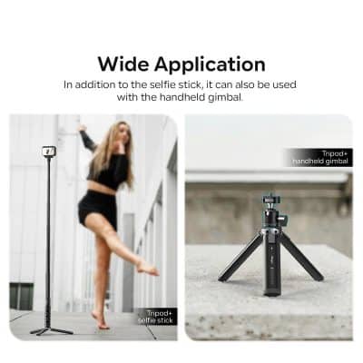 High-quality selfie stick and handheld gimbal tripod for stable photos and videos, perfect for outdoor and indoor use, compatible with smartphones and cameras from Monalisa Store.