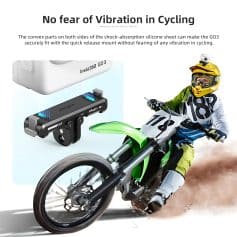 High-quality image of a motocross rider wearing safety gear and riding a green dirt bike on a dirt trail with a focus on motocross equipment and rider safety.