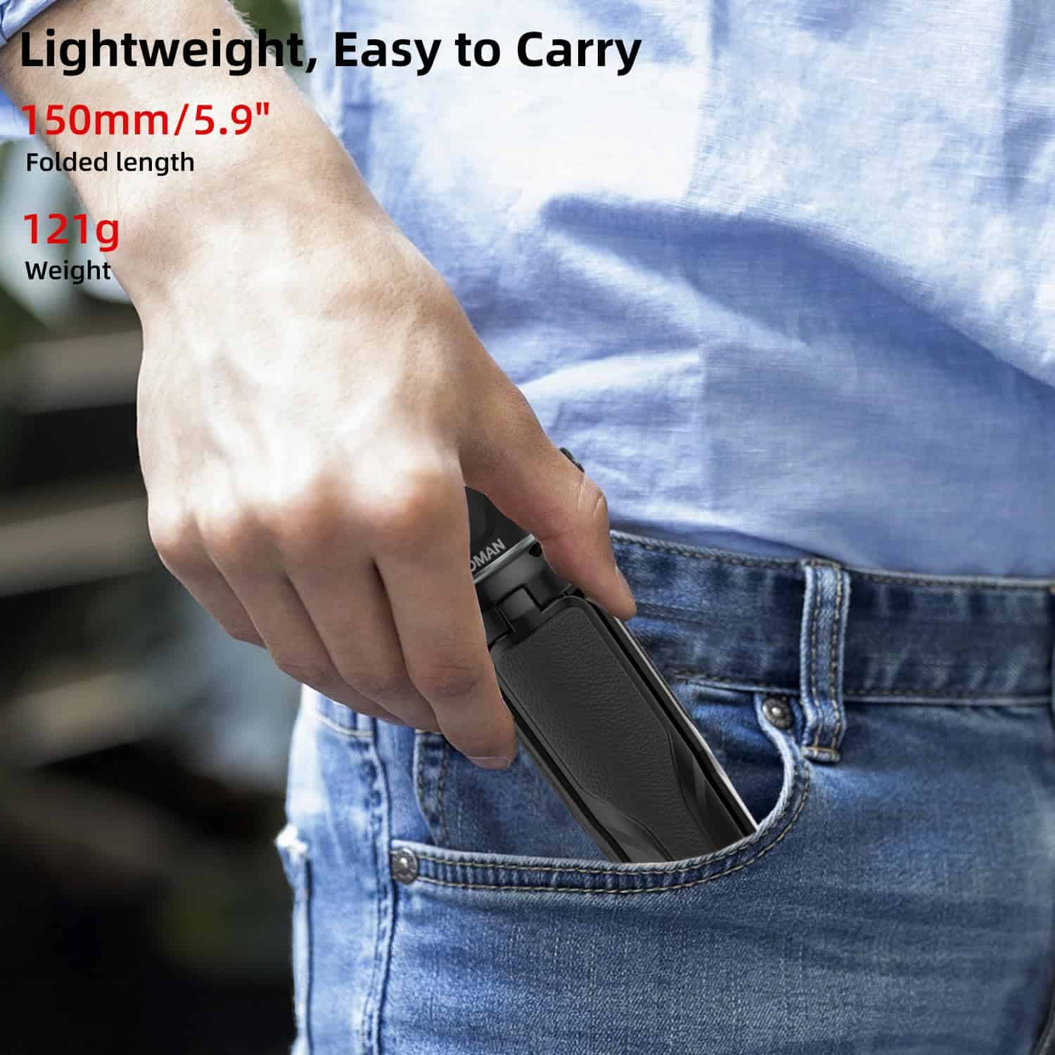 Slim, portable folding pocket knife with a 150mm/5.9" length and 121g weight, ideal for everyday carry and outdoor activities.