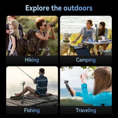 Hiking outdoor adventure with young woman exploring nature, wearing stylish glasses, carrying backpack, enjoying scenic view, perfect for outdoor activities and eye protection during hikes.