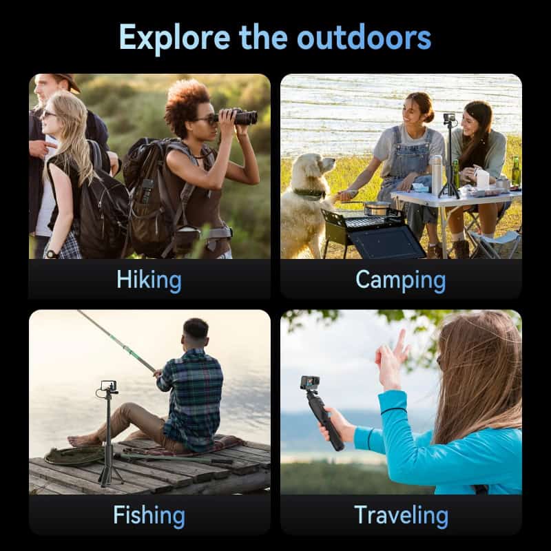 Hiking outdoor adventure with young woman exploring nature, wearing stylish glasses, carrying backpack, enjoying scenic view, perfect for outdoor activities and eye protection during hikes.