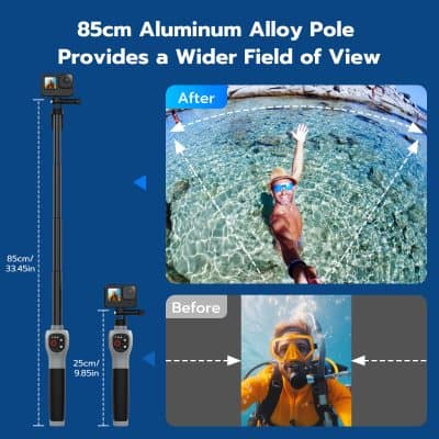 85cm aluminum alloy selfie stick with wider field of view for photography and videos at Monalisa Medical store, ideal for outdoor adventures and travel.