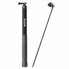 Telescopic selfie stick for smartphones, portable extendable tripod with Bluetooth remote shutter, ideal for selfies and group photos, black lightweight design.