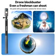 High-quality 3-meter drone pole with panoramic camera for stunning drone views, suitable for photography, videography, and outdoor adventures.