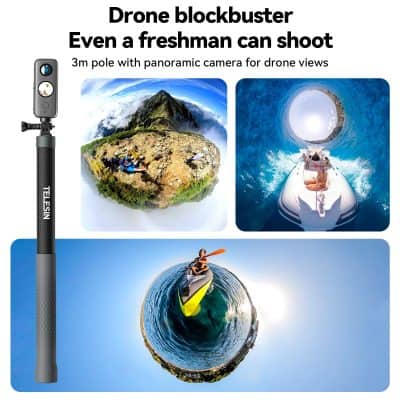 High-quality 3-meter drone pole with panoramic camera for stunning drone views, suitable for photography, videography, and outdoor adventures.