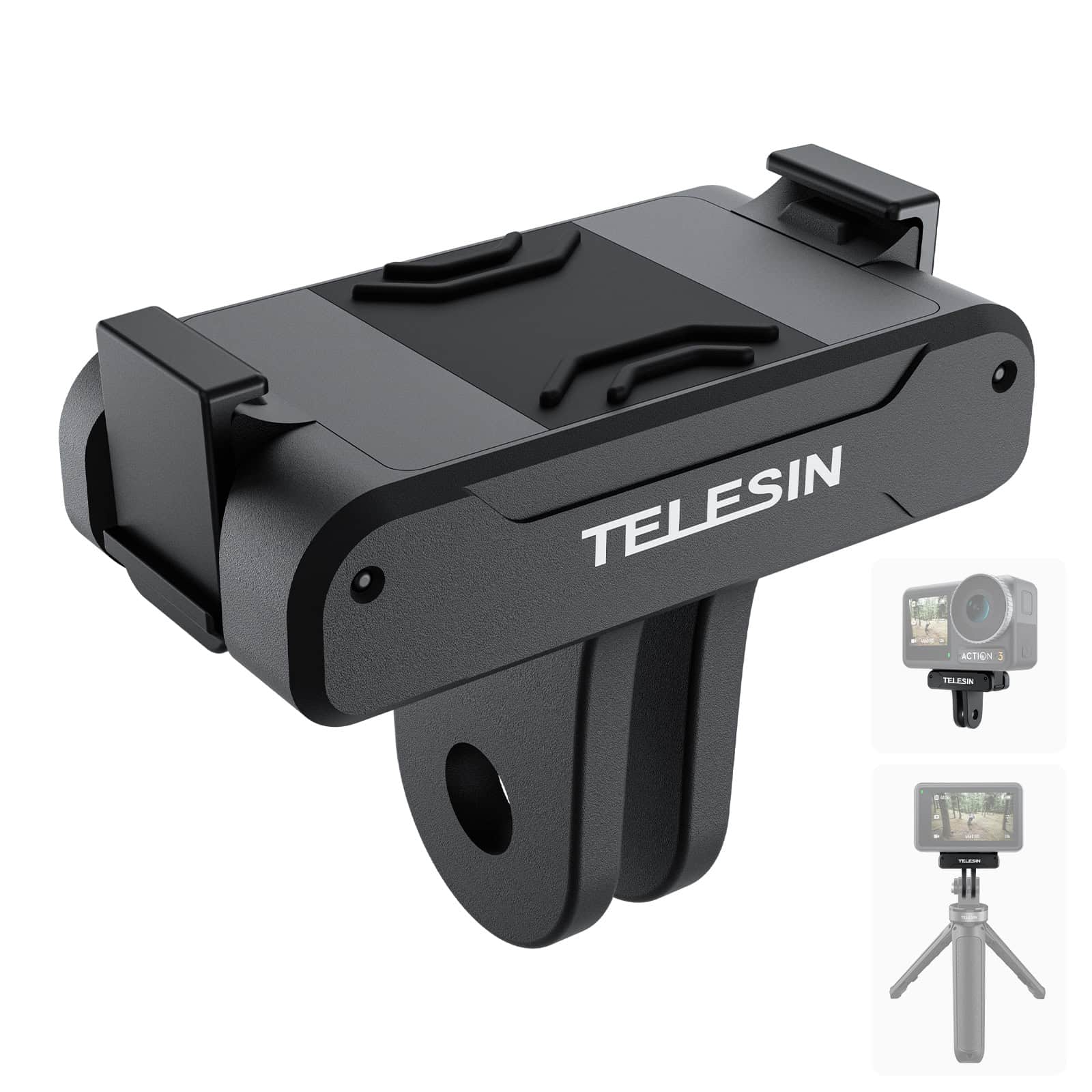 High-quality Telesin camera mount for action cameras, compatible with various models for stable footage. Perfect accessory for outdoor photography, vlogging, and professional video recording.