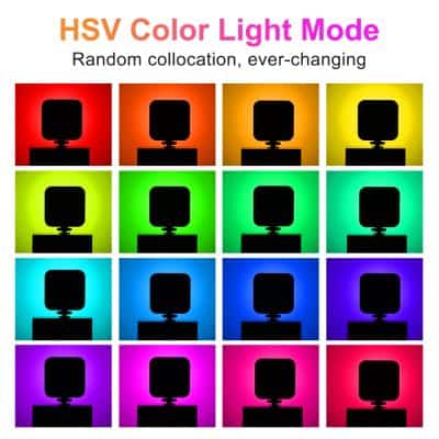 HSV Color Light Mode display showcasing vibrant, color-changing LED lights in red, orange, yellow, green, blue, purple, and pink, ideal for decorative lighting in optometry and eyewear stores.