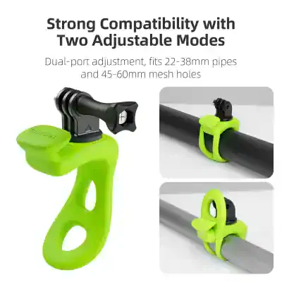 High-quality green adjustable mount for optical devices, compatible with various pipe sizes, ideal for medical, optical, and photography equipment.