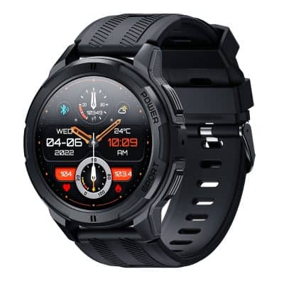 Smart sports smartwatch with digital display, fitness tracking, heart rate monitor, and connectivity features, ideal for active lifestyles.