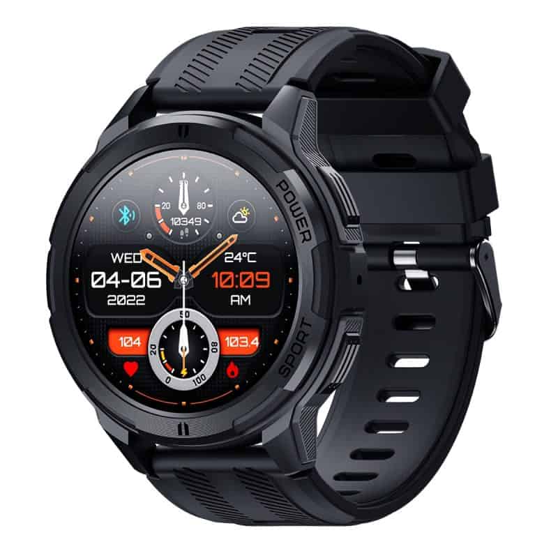 Smart sports smartwatch with digital display, fitness tracking, heart rate monitor, and connectivity features, ideal for active lifestyles.