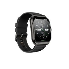 Smartwatch with black band and digital display showing date, time, and fitness stats; modern wearable technology perfect for health monitoring and daily accessories.