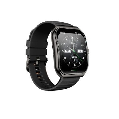 Smartwatch with black band and digital display showing date, time, and fitness stats; modern wearable technology perfect for health monitoring and daily accessories.