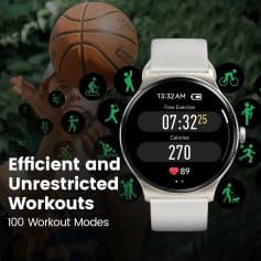 Advanced fitness smartwatch with 100 workout modes for efficient and unrestricted exercise tracking. Ideal for sports, running, cycling, and health monitoring.