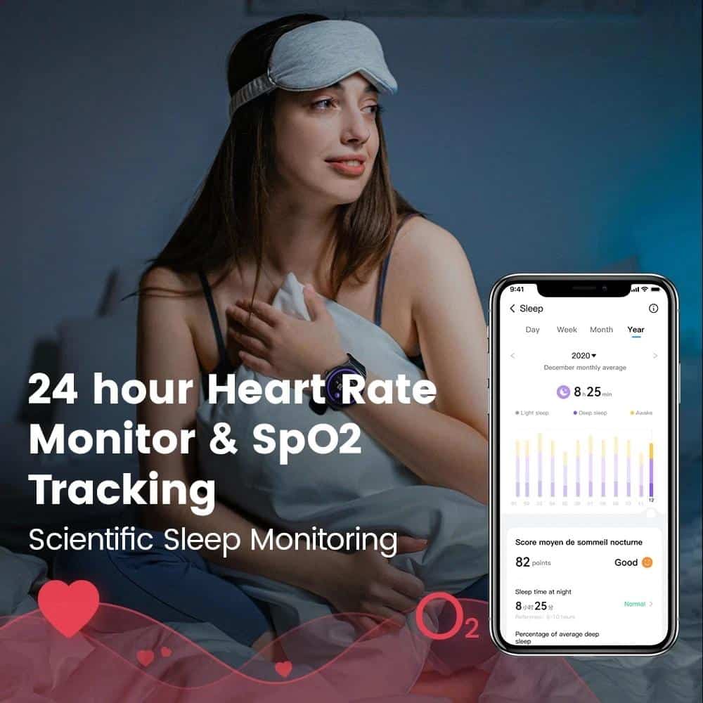 24 hour heart rate monitor sleep tracking, SpO2 measurement, scientific sleep analysis, health wearables, Monalisa Medical store, wellness devices, sleep quality monitor, health tech gadgets, comprehensive health tracking tools, heart and oxygen level monitoring.