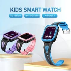 Kids smart watch with colorful adjustable bands, large 1.85-inch IPS display, and Android 8.1 operating system for kids' safety and entertainment. Perfect for parents seeking reliable children’s wearable tech.