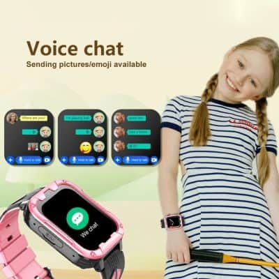 Voice chat smartwatch for kids with messaging and emoji features, ideal for children’s safety and communication from Monalisa Store.