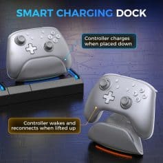 Controller charging dock for gaming controllers, smart charging station for gamepads, exclusive controller charger hub, compatible with various gaming controllers, fast and efficient charging dock for gaming enthusiasts.