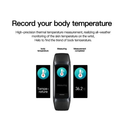 Body temperature measurement device, smart wrist thermometer for body and skin temperature monitoring, high-precision digital health device for accurate temperature readings.