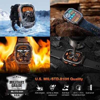 Luxury smartwatch durable waterproof rugged outdoor fitness tracking military-grade design for men women Monalisa Store.