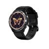 A stylish black smartwatch featuring a butterfly watch face, multiple functional buttons, durable strap, ideal for fitness and daily use.