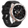 Smart men's digital and analog watch with fitness tracking, step counter, and moon phase display, featuring durable black silicone strap and stainless steel bezel, ideal for active lifestyles.