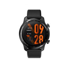 Black digital smartwatch with fitness tracking, heart rate monitor, and customizable watch face. Ideal for health-conscious users and tech enthusiasts. Perfect for stylish, functional wear.