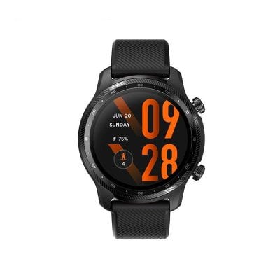 Black digital smartwatch with fitness tracking, heart rate monitor, and customizable watch face. Ideal for health-conscious users and tech enthusiasts. Perfect for stylish, functional wear.