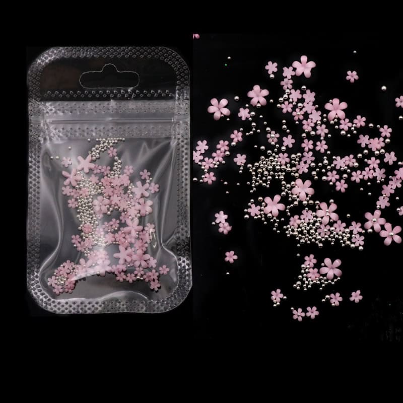 Pink Flowers and Silver Beads
