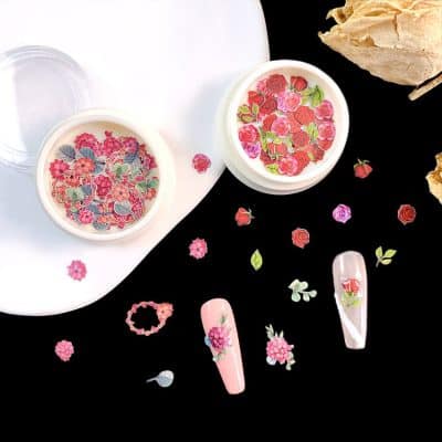 Bright floral nail art decorations with rose and cherry blossom designs for a fashionable look at Monalisa Store.