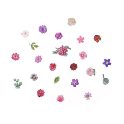 Assorted colorful pressed flower stickers for nail art, decoration, and crafts, perfect for enhancing beauty and style.