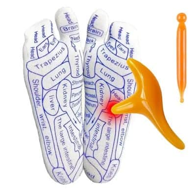 First aid reflexology hand model with acupuncture points on a white background, highlighting therapeutic massage and health benefits for holistic wellness.