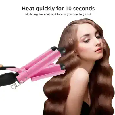 Silky smooth, shiny hair styled with a professional hair curling iron, showcasing hair care and styling tools available at Monalisa Store for optimal hair beauty results.